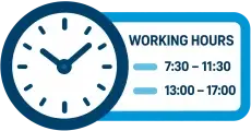 Giờ làm việc: 7:30 – 11:30, 13:00 – 17:00